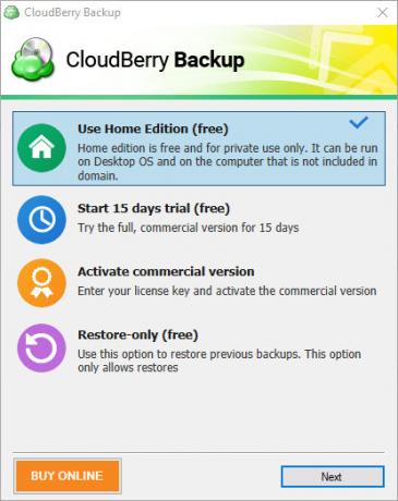CloudBerry Backup protege los archivos en Windows, Mac y Linux 02 Elección de instalación de la copia de seguridad de CloudBerry