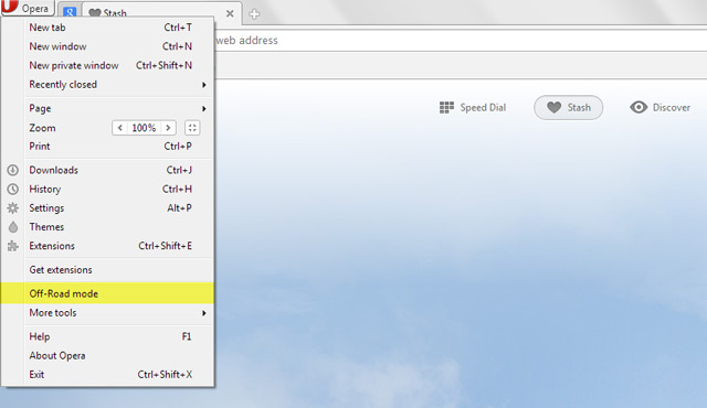 Opera Off-Road Mode