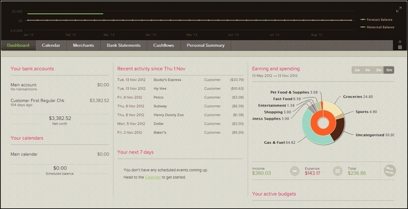 Ordene sus finanzas con 9 herramientas web financieras Panel de control de PocketSmith