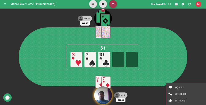 Juega póker con amigos en línea a través de una videollamada en Poker-In-Place