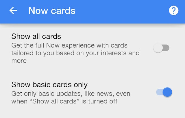 Configuración de Google-Google-Now-Cards