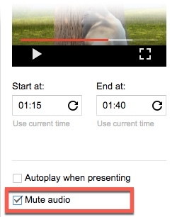 Silenciar audio en diapositivas de Google