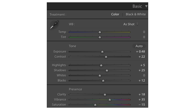 Configuración retro de Lightroom