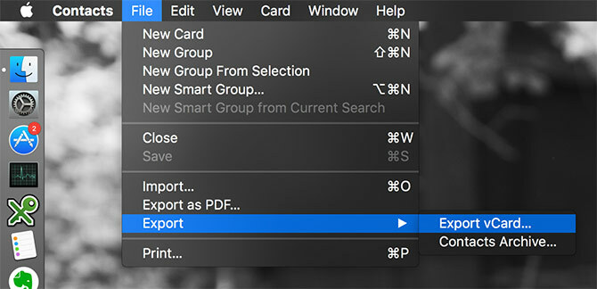 Exportar contactos de Mac