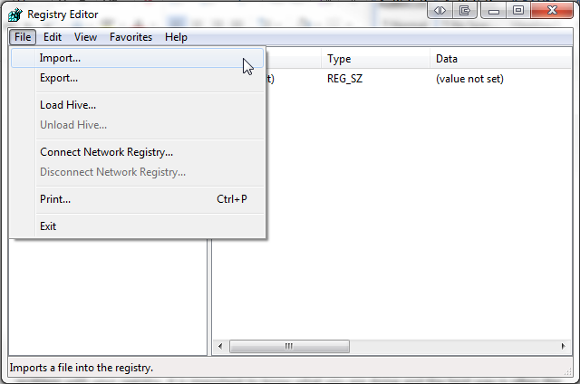 Importar registro de Windows