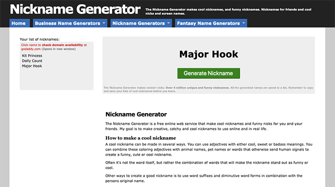 Encuentre un apodo con el generador de nombres en línea