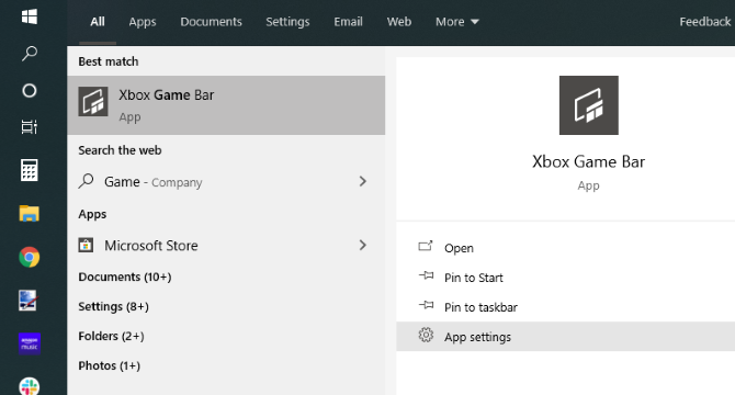 Compruebe la configuración de la aplicación de la barra de juegos de Xbox