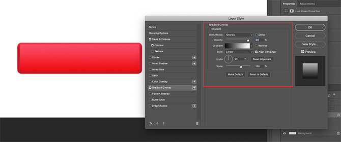 Aplicar superposición de degradado al rectángulo en Photoshop