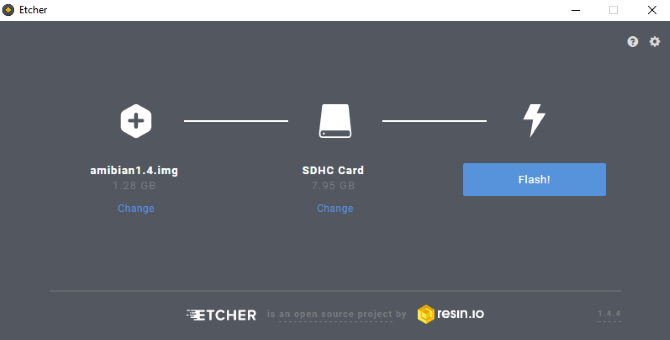 Grabe el sistema operativo Amibian en la tarjeta SD con Etcher