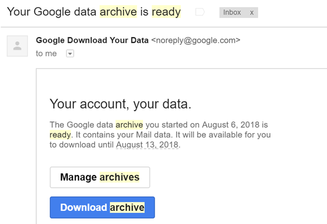 Archivo de datos de Gmail