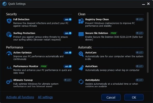 Advanced SystemCare 6 Beta 2.0: su propia PC Doctor [Windows] Ventana de configuración rápida ASC