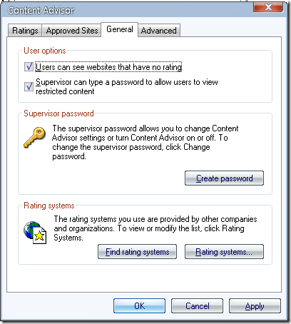 controles parentales para internet explorer