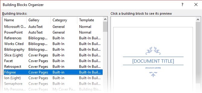 Cómo crear informes y documentos profesionales en Microsoft Word Building Blocks Organizer
