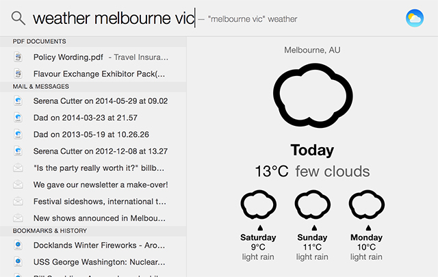 No espere, obtenga OS X 11.10 Características de El Capitan ahora mismo en Yosemite spotlightweather