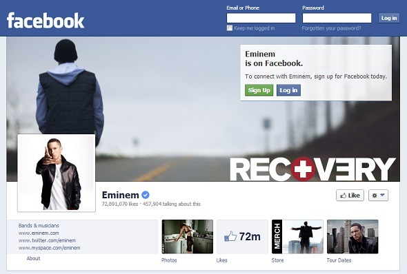 Nos gustas: 8 músicos con las páginas más populares en Facebook facebook eminem