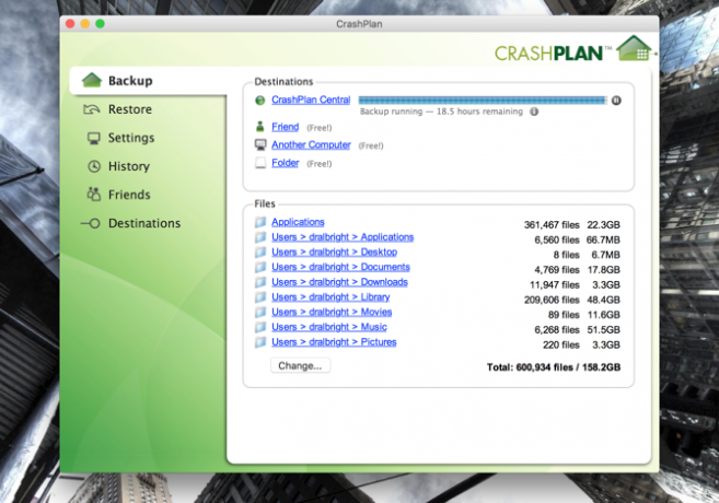 Aplicación Crashplan en Mac