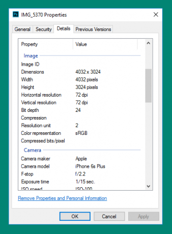 Cómo quitar información personal de las fotos en Windows 10 Photo Properties 1