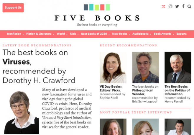 Los expertos en un tema recomiendan cinco libros sobre ese tema en entrevistas detalladas en Five Books 