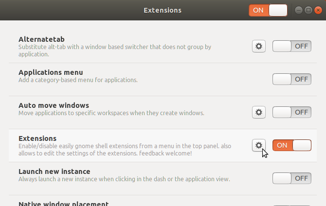 Administrar extensiones en Tweaks