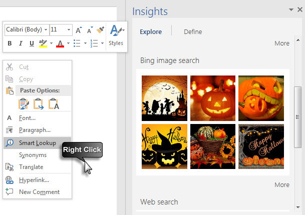 Microsoft Office 2016 - Búsqueda inteligente con Bing