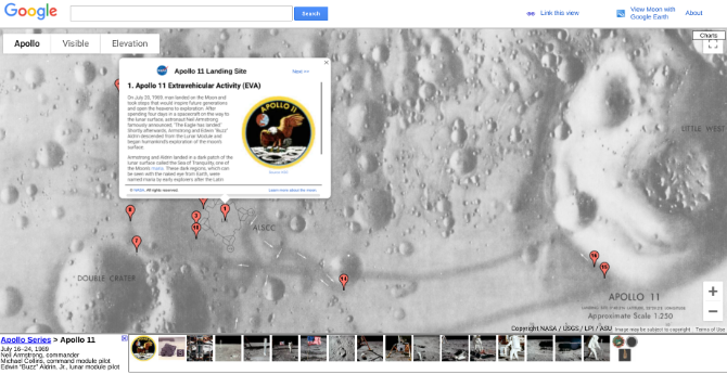 Explora el camino de Neil Armstrong y Buzz Aldrin en la luna con Google Moon