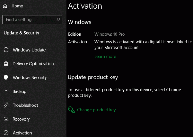 Activación de Windows 10 Pro