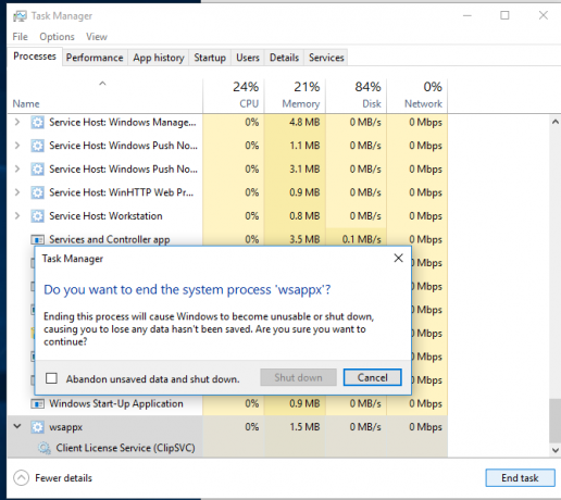 ¿Qué es wsappx y por qué los problemas de RAM de CPU alta Windows 10