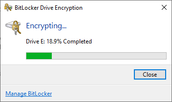 cifrado de unidad bitlocker en proceso