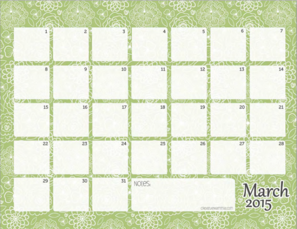 Calendario mensual de CreativeMomma