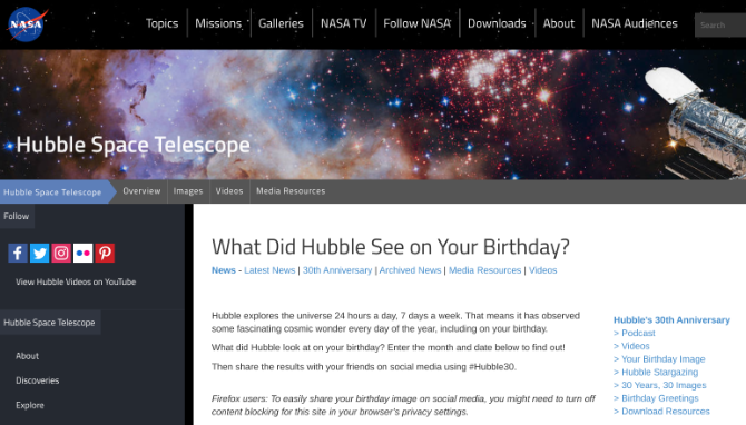 ¿Qué vio el telescopio Hubble en su cumpleaños? Visite el minisitio de la NASA para una celebración de cumpleaños galáctico