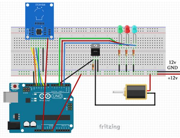 circuito completo de instalación fritzing