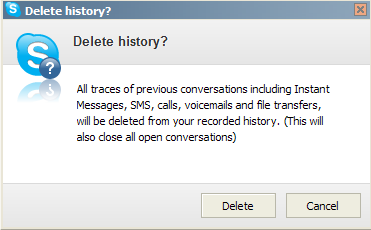 Eliminar historial y cookies en Skype