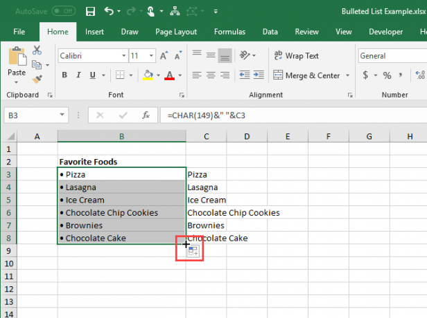 Use Autocompletar en Excel para copiar una fórmula a otras celdas