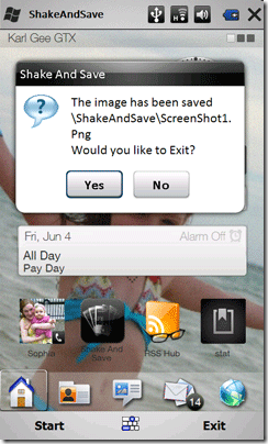 capturas de pantalla en Windows Mobile