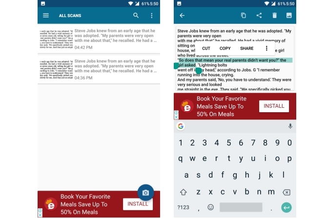 mejores aplicaciones de Android OCR extraer texto