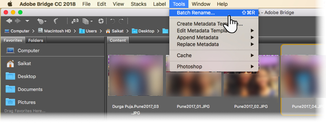 Adobe Bridge Batch Rename