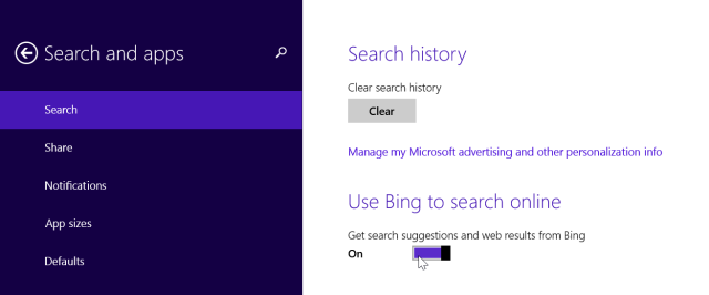 7 deshabilitar la integración de bing 2