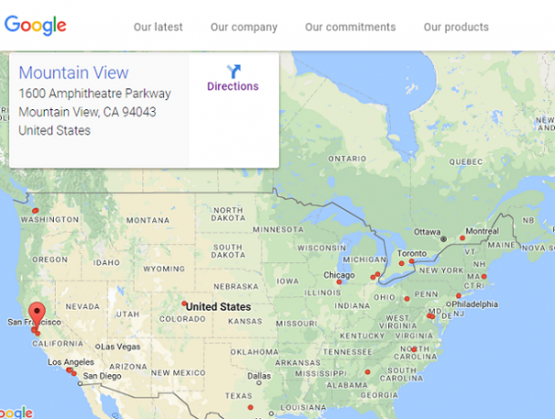 Cómo contactar el mapa de Google Mountain View