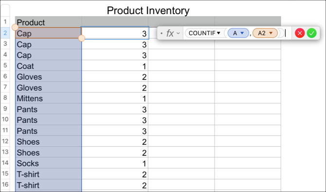 Función COUNTIF para buscar duplicados en números