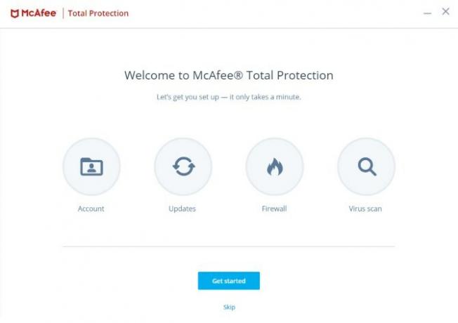 Pantalla de configuración de McAfee