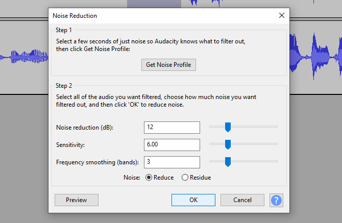 Utilice la reducción de ruido para mejorar el audio de Audacity