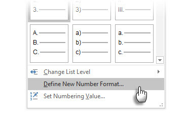Cambiar el formato predeterminado de lista numerada