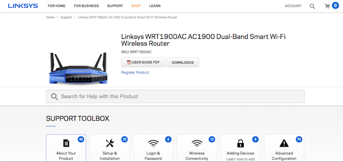 Página de descarga del firmware del router Linksys