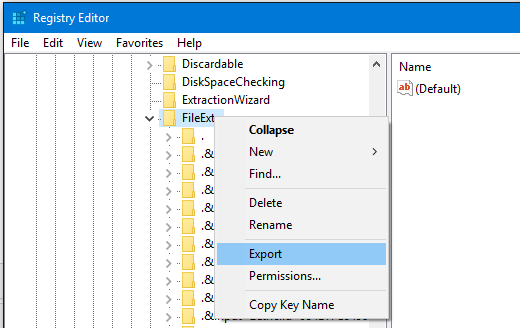 Exportar clave de registro