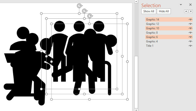 panel de selección de PowerPoint en acción