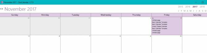 crear plantilla de calendario onenote