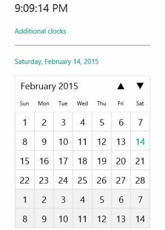 Calendario y reloj de Windows 10