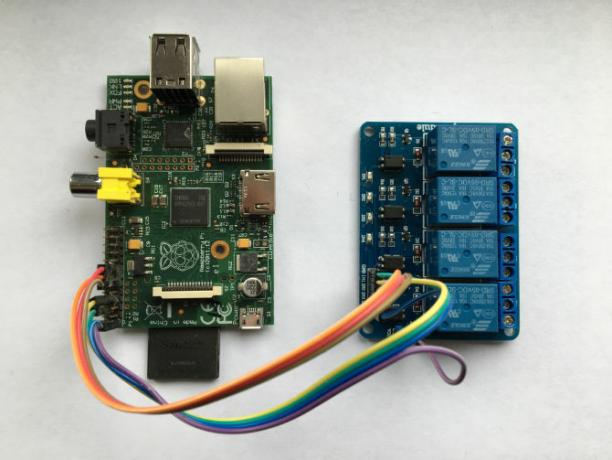 Raspberry Pi conectado a una placa de relé