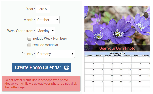 Photo Calendar Template