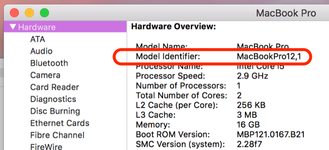 ¿No puede crear un instalador de Windows en su Mac? 4 sugerencias para la resolución de problemas identificador de modelo de mac